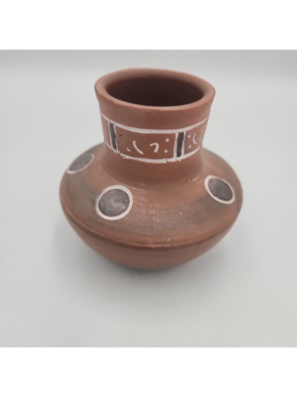 Pottery Vase Decorative Redware 3" Made In Mexico Southwest
